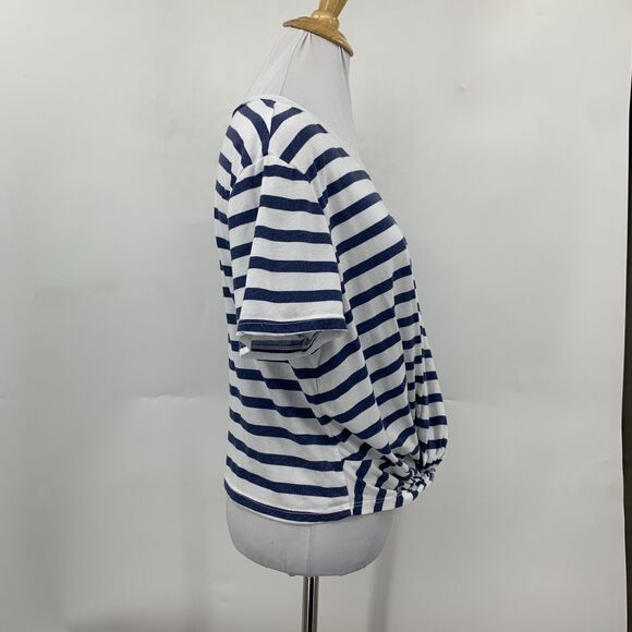 Splendid Shirt Womens Extra Large Knotted Twist Striped Cropped Short Sleeve Tee - Picture 5 of 13
